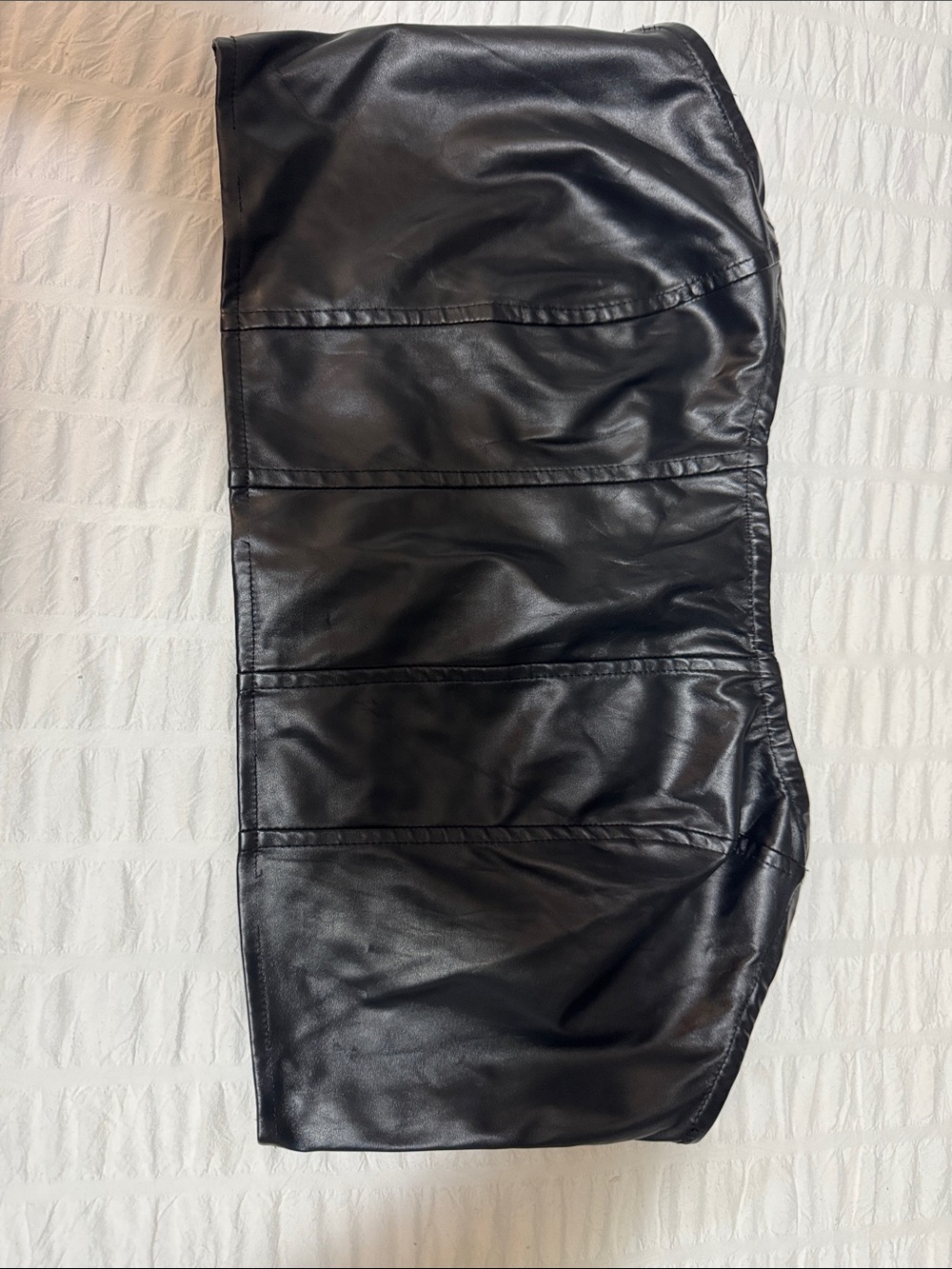 Amazon Black Faux Leather Strapless Crop Top
